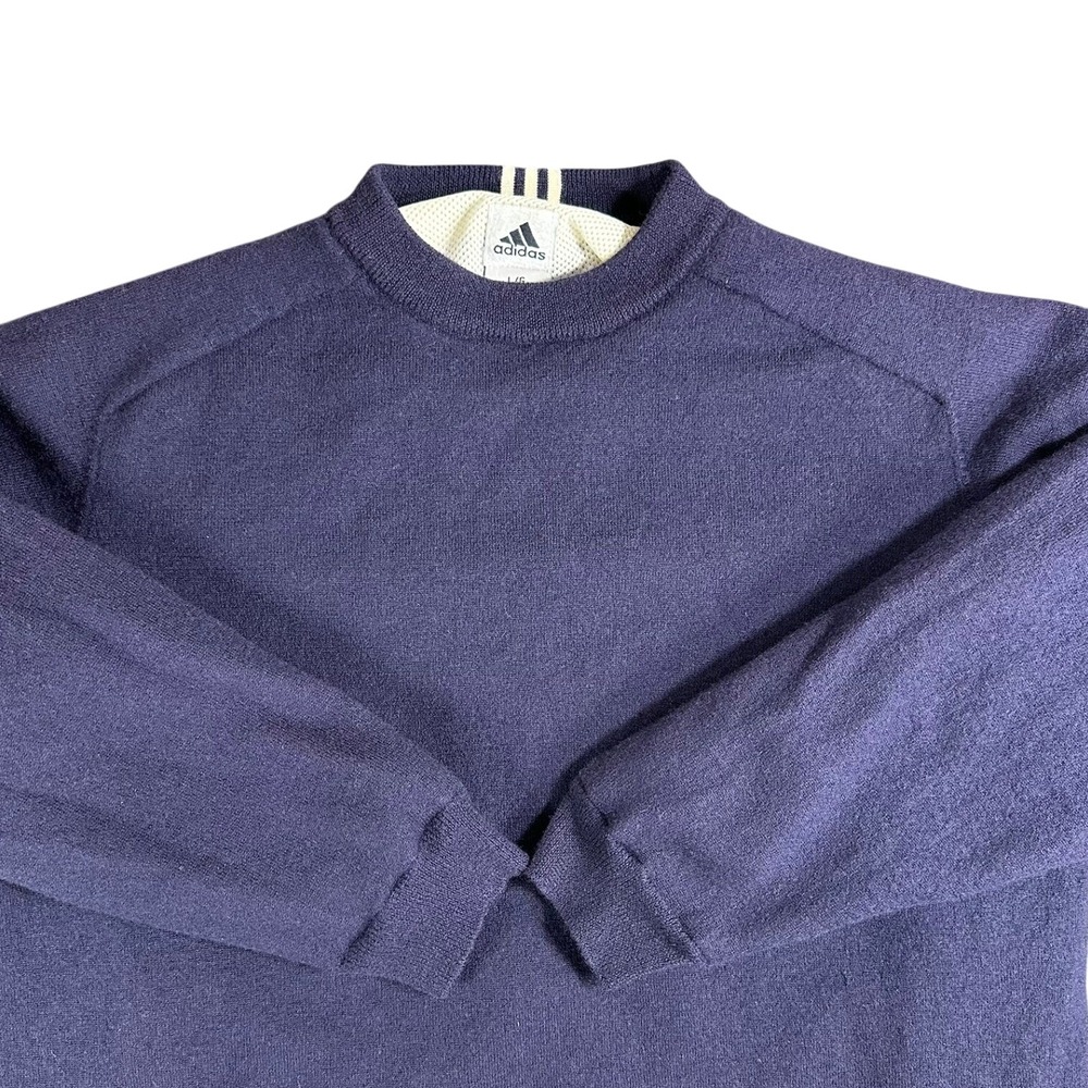 Adidas Pullover Wool Sweater Men's Navy Blue Size L Mesh Lined